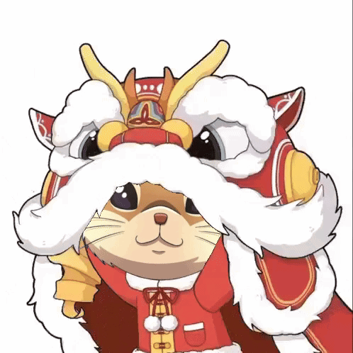 A Cartoon Hamster Is Wearing A Lion Head GIF