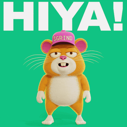 A Cartoon Hamster Wearing A Hat That Says Sgptnd GIF
