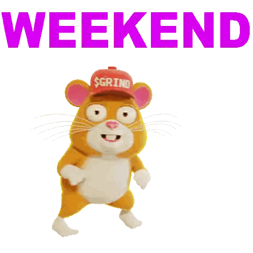 a cartoon hamster wearing a red hat that says grind