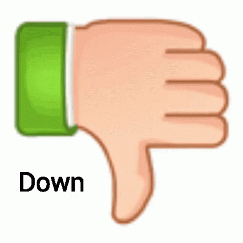 A Cartoon Hand Is Giving A Thumbs Down Sign With A Green Sleeve . GIF