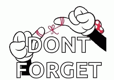 A Cartoon Hand Is Holding A Red String And The Words `` Dont Forget '' Are Written On A White Background . GIF