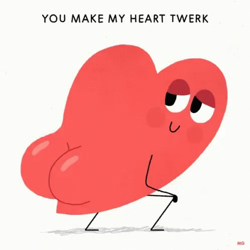 Cartoon Heart Doing Squats With You Make My Heart Twerk GIF