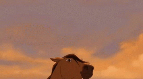 A Cartoon Horse Is Standing On Its Hind Legs With Its Mouth Open GIF