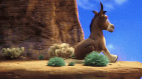 A Cartoon Horse With A Horn Is Sitting On A Cliff GIF