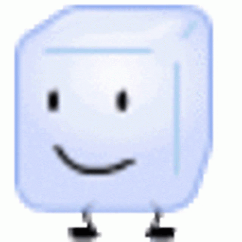 A Cartoon Ice Cube With A Smile On Its Face . GIF