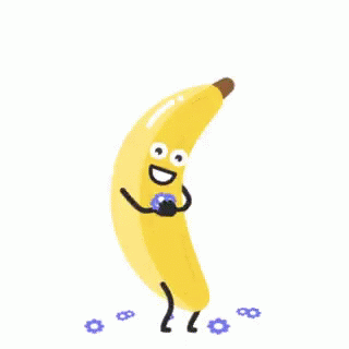 A Cartoon Illustration Of A Banana With A Face And Arms GIF