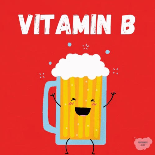 Cartoon Beer Mug With Arms Legs Vitamin B GIF