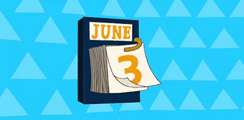 A Cartoon Illustration Of A Calendar That Says June GIF