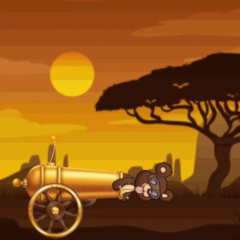 A Cartoon Illustration Of A Cannon With A Candle On It GIF