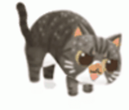 A Cartoon Illustration Of A Cat Stretching Its Back . GIF