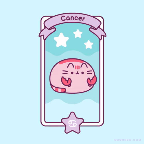 A Cartoon Illustration Of A Cat With Crab Claws And The Word Cancer On It GIF