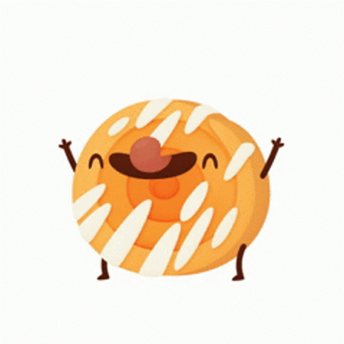 A Cartoon Illustration Of A Cinnamon Roll With A Smiling Face GIF