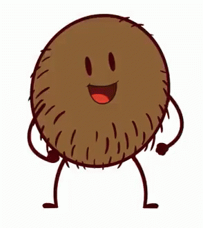 A Cartoon Illustration Of A Coconut With Arms And Legs And A Smiling Face GIF