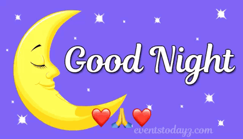 A Cartoon Illustration Of A Crescent Moon With The Words Good Night GIF