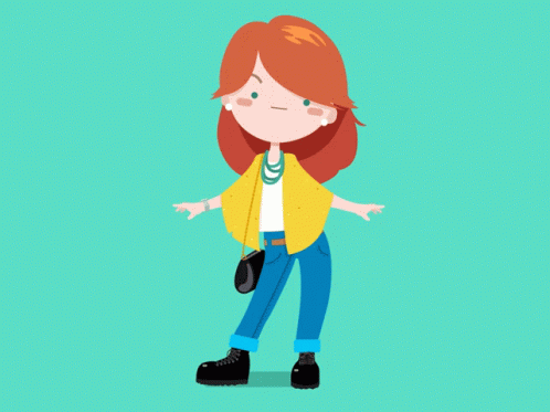 A Cartoon Illustration Of A Girl With Red Hair And A Yellow Jacket GIF