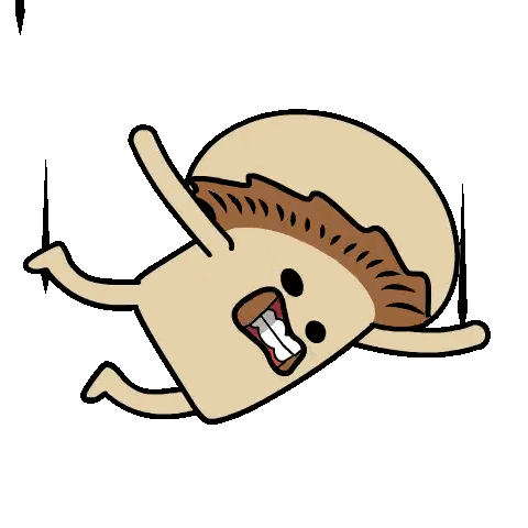 a cartoon illustration of a hamburger with its mouth open and arms outstretched is flying through the air .