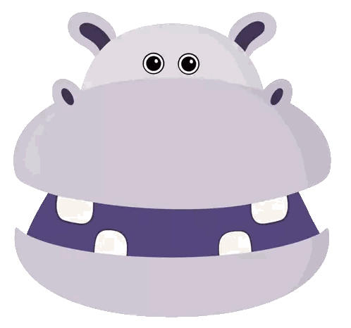 a cartoon illustration of a hippopotamus with its mouth wide open
