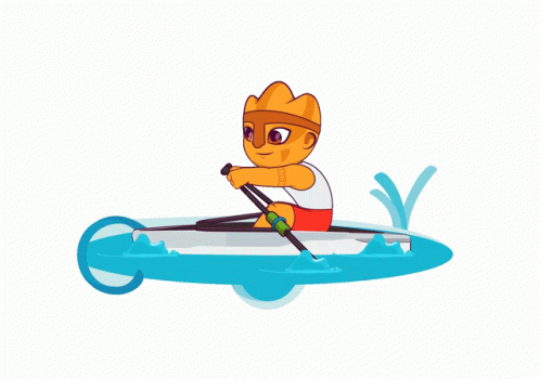 A Cartoon Illustration Of A Man In A Boat GIF