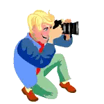 a cartoon illustration of a man taking a picture with a camera