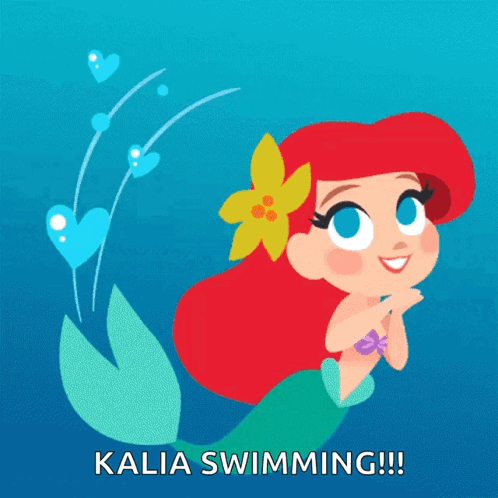 A Cartoon Illustration Of A Mermaid With Kalia Swimming Written Below It GIF