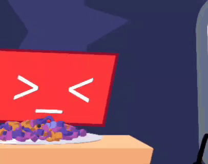 A Cartoon Illustration Of A Red Box With A Face On It GIF
