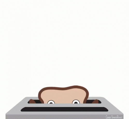 A Cartoon Illustration Of A Slice Of Toast Says Hi GIF