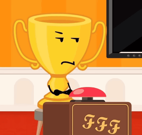A Cartoon Illustration Of A Trophy Sitting Next To A Box That Says Fff GIF