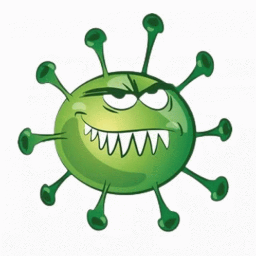 A Cartoon Illustration Of A Virus With A Very Angry Face GIF