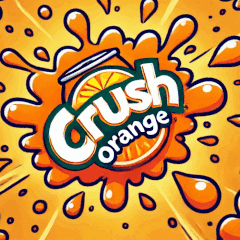 A Cartoon Illustration Of Crush Orange With A Splash GIF