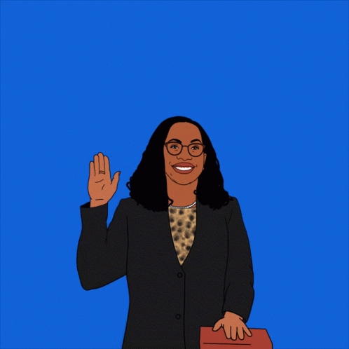 A Cartoon Illustration Of Jueza Ketani Brown Jackson On A Blue Background GIF