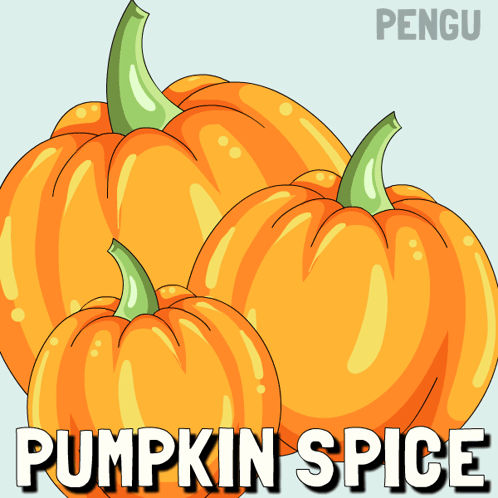 A Cartoon Illustration Of Three Pumpkins With The Words Pumpkin Spice Written Below Them GIF