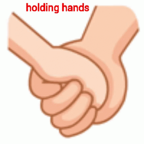 A Cartoon Illustration Of Two Hands Holding Each Other With The Words Holding Hands Below Them GIF