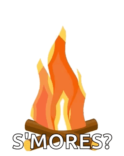 A Cartoon Illustration Of Two Marshmallows Being Cooked Over A Campfire GIF