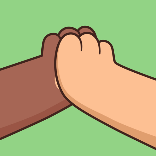 A Cartoon Illustration Of Two People Giving Each Other A High Five GIF