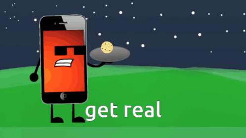 A Cartoon Illustration Of Two Phones With The Words Get Real Written Below Them GIF