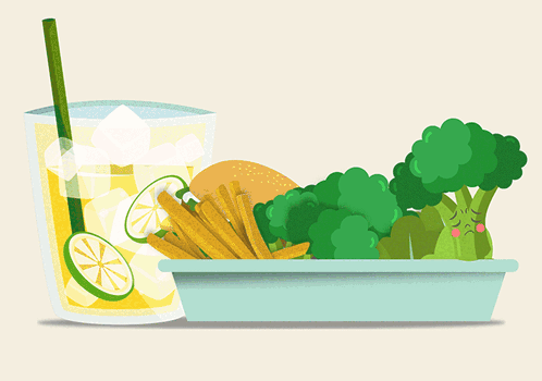 A Cartoon Illustration Of Vegetables And A Drink That Says Eat Your Vegetables Day GIF