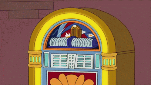 A Cartoon Jukebox Has A Flower On The Front Of It GIF
