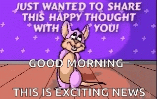 A Cartoon Kangaroo Is Sitting On A Wooden Floor And Says Just Wanted To Share This Happy Thought With You ! GIF