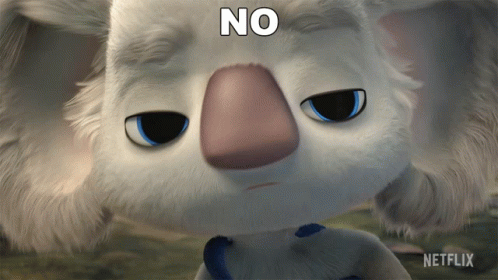 A Cartoon Koala Bear Says No With A Netflix Logo In The Corner GIF
