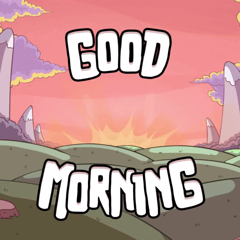 A Cartoon Landscape With The Words Good Morning Written On It GIF