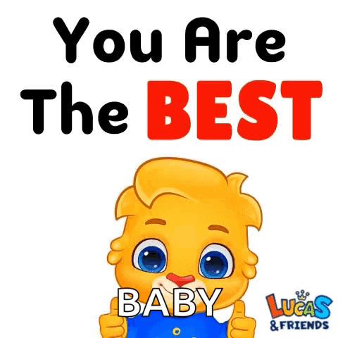A Cartoon Lion Giving A Thumbs Up With The Words You Are The Best Baby Lucas & Friends GIF