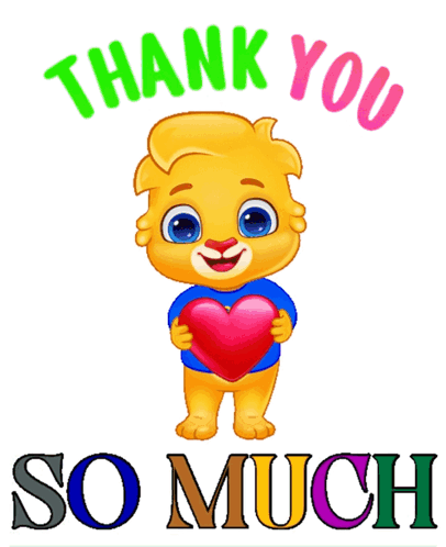 A Cartoon Lion Is Holding A Heart With The Words Thank You So Much Below It GIF