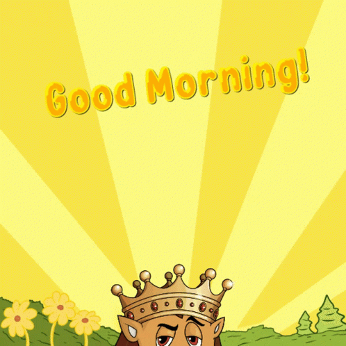 A Cartoon Lion Wearing A Crown With The Words Good Morning GIF