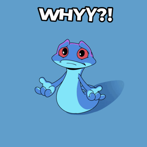 A Cartoon Lizard Is Asking The Question Why GIF