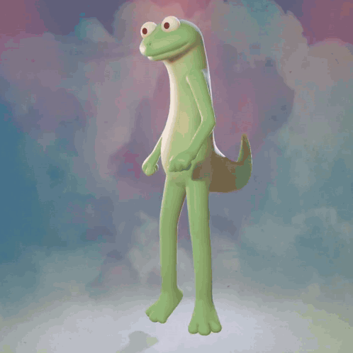a cartoon lizard is standing on its hind legs