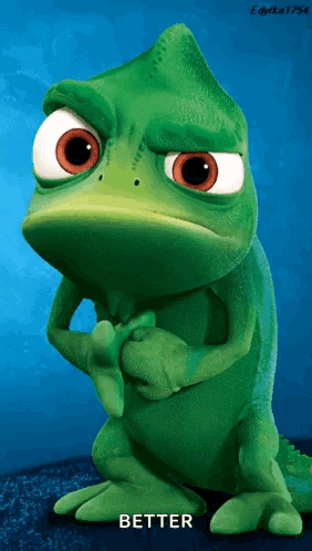 A Cartoon Lizard With A Blue Background And The Word Better Below It GIF
