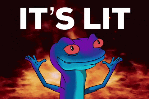 Cartoon Lizard With Red Eyes It's Lit GIF