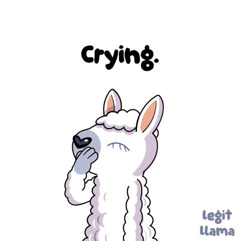 A Cartoon Llama Is Crying And Covering Its Face GIF