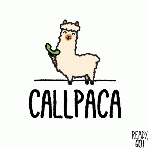 A Cartoon Llama Talking On A Phone With The Words Callpaca Below GIF