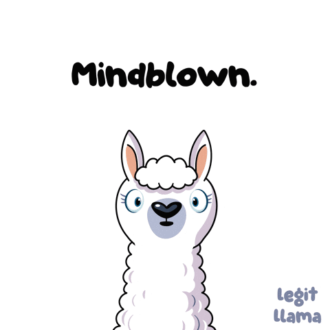 A Cartoon Llama With A Surprised Expression And The Words Mindblown Below It GIF